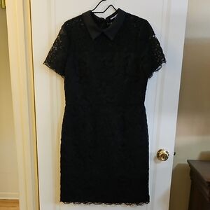 Karl Lagerfeld Black Sheath Midi Dress with Peter Pan Collar